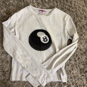 Edikted  Light Gray Long Sleeve Tee with 8 Ball Graphic